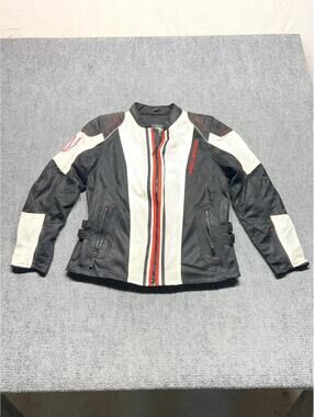 Harley Davidson Mesh Riding Jacket Women XL Black White Red Padded Motor Clothes